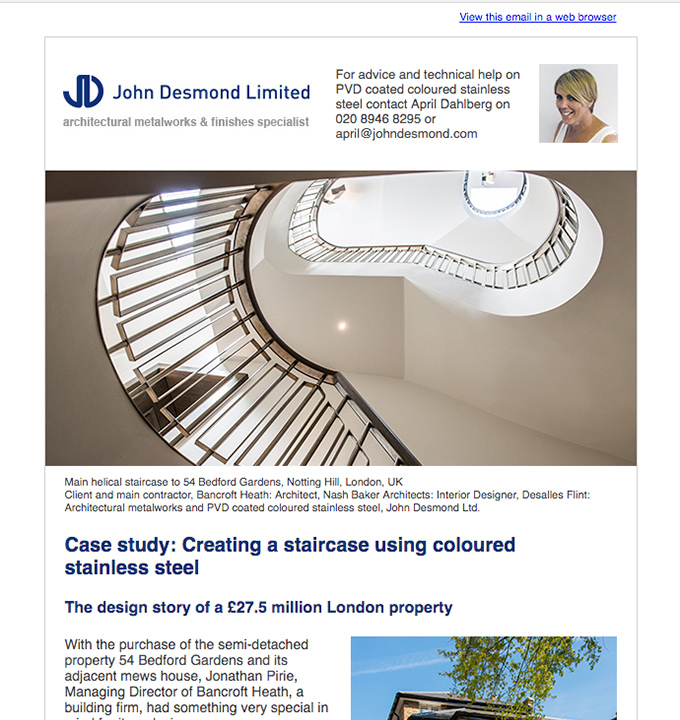 Case study: Creating a staircase using coloured stainless steel